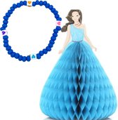3-D -Prinses kaart -Armband-Blauw- hout- Charme Bijoux