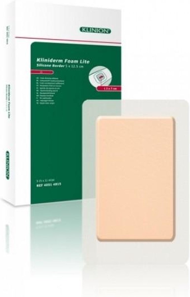 Goedkoopste Kliniderm Foam Silicone Lite schuimverband met Border 5x12,5cm Klinion
