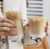 Janissary - Luxe design - Waterglas - Drinkglas - Koffieglas - Cocktailglas - 410 ml - Set van 4 stuks - Geribbeld
