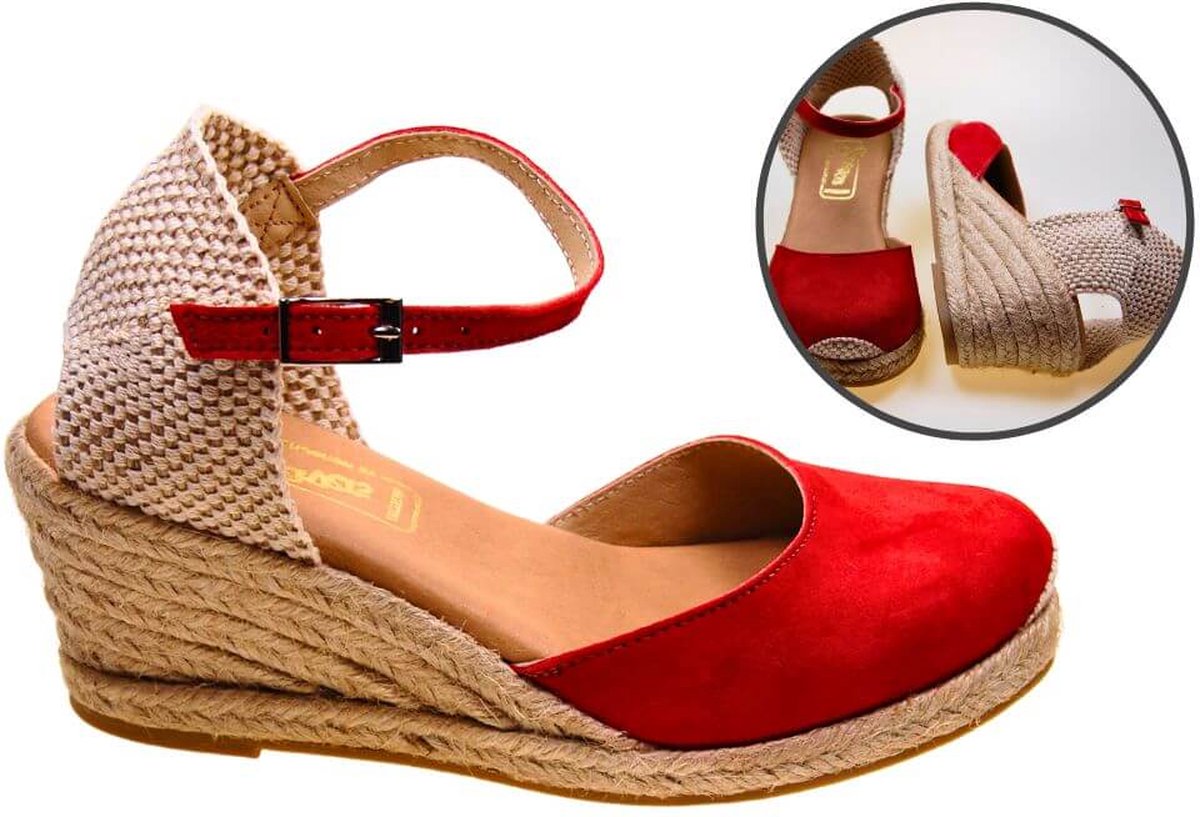 Stravers Grote Maten Schoenen Stravers Espadrilles met Sleehakken rood