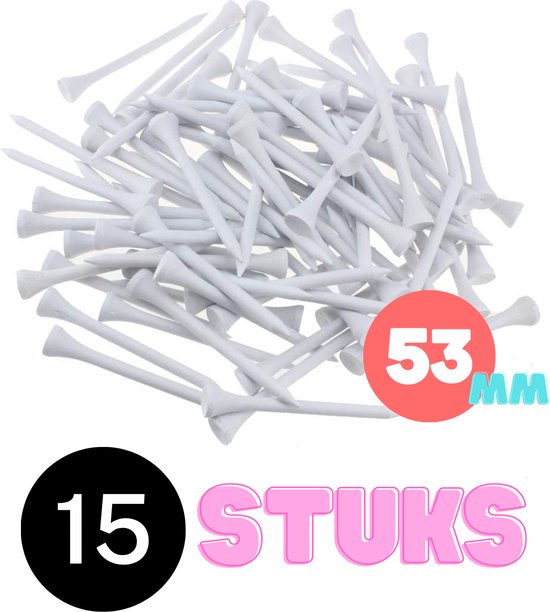 Foto: Golf tees hout 15 stuks 53mm wit golf accesoires golfset golftees golftee golfaccesoires