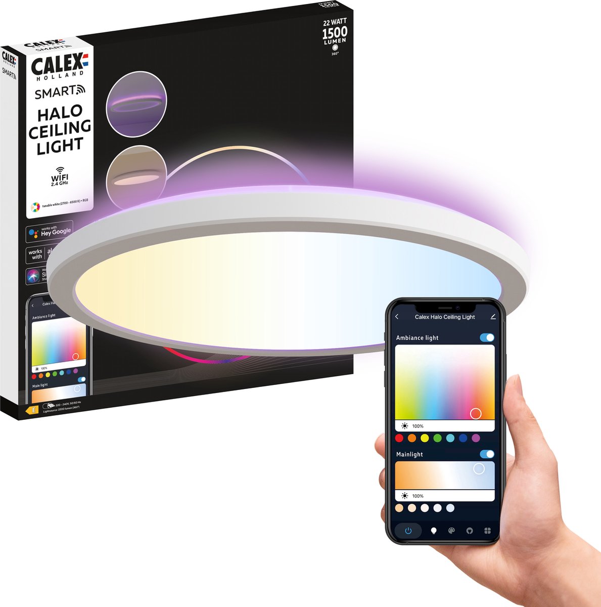 Calex Halo Slimme Plafondlamp 30 Cm - Rgb En Cct Wit