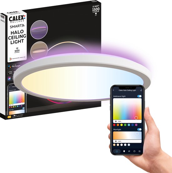 Foto: Calex halo slimme plafonni re smart plafondlamp 30cm rgb en warm wit licht wit