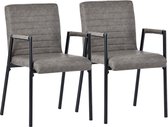 Set van 2 verticale gestreepte eetkamerstoelen, gewatteerde stoel met metalen poten, moderne loungestoel, slaapkamerwoonkamerstoel, fauteuil,
