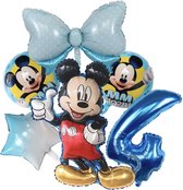 Mickey Mouse - Jomazo - Mickey Mouse folieballonnen met cijfer - Mickey Mouse verjaardag - Kinderverjaardag - Mickey Mouse 4 jaar - Mickey Mouse ballonnen - Mickey mouse ballon - Mickey Mouse ballonnen set - feest versiering - Disney kinderfeest
