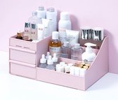 Cosmetica-organizer met laden, make-up-opslag, cosmetica voor lippenstift, kwasten, lotions, grote make-uptafel, organizer, box voor slaapkamer, badkamer (roze kleur)