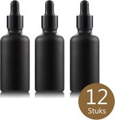 druppelflesje 30ml - 12stuks - pipetflesje - pipet voor vloeistoffen - dropper bottle - Luxe mat zwart kleur