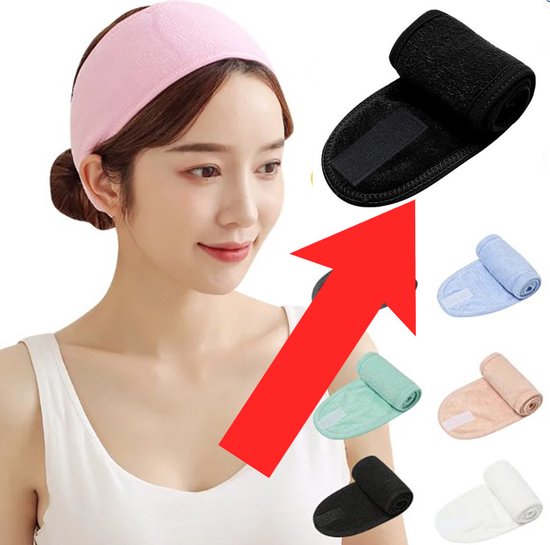 Make Up Hoofdband Wit - Haarband - Om je haren uit je gezicht te houden tijdens het opmaken - 1 Stuk - Zwart