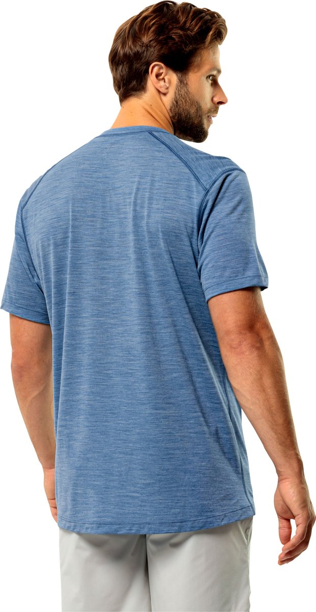 Jack Wolfskin Kammweg Graphic S/S Men Outdoorshirt Heren Print Blauw