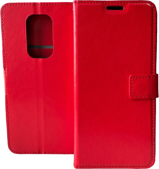 Bookcase Rouge Adapté pour Motorola Moto G9 Play & E7 Plus - étui portefeuille - ZT Accessoires