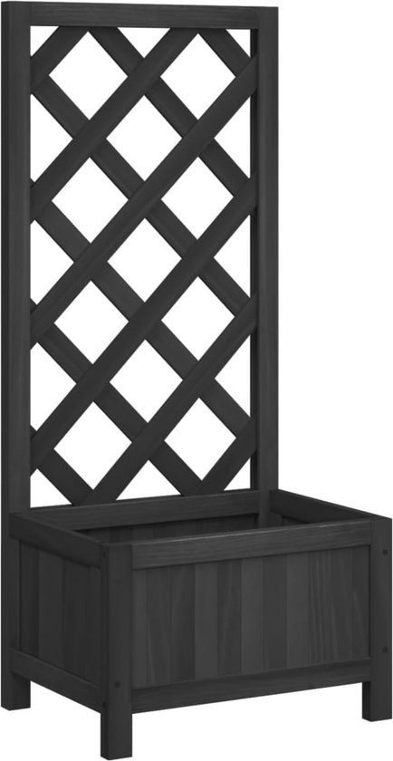 Plantenbak met klimrek - Bloembak - Weerbestendig - Met trellis - Buiten - Hout - Plantenrek - 22 Liter - Zwart