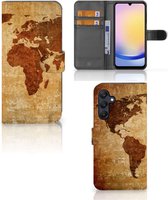 Telefoonhoesje Geschikt voor Samsung Galaxy A25 Wallet Bookcase Wereldkaart