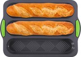 1 stuk siliconen bakvorm stokbrood bakvorm stokbrood bakvorm stokbrood bakvorm lange stokbroodvorm met drie sleuven voor bakken doe-het-zelf (grijs)