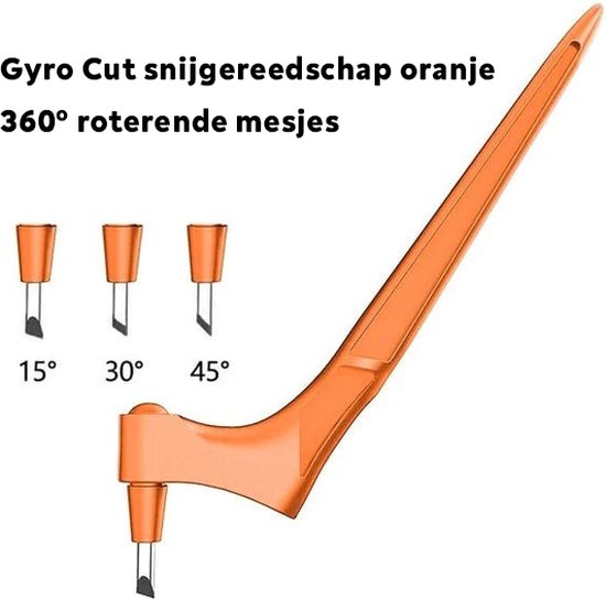 Gyro Cut Snijgereedschap + 3 mesjes - Oranje - 360° roterend mesje - hobby - papier - karton - kaarten - stickers - grafisch ontwerp - Merkloos