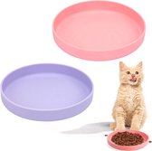 2 stuks platte kattenbakken, diameter 18 cm, kattenvoerbak, kattenbak, siliconen voerbak voor droogvoer en natvoer