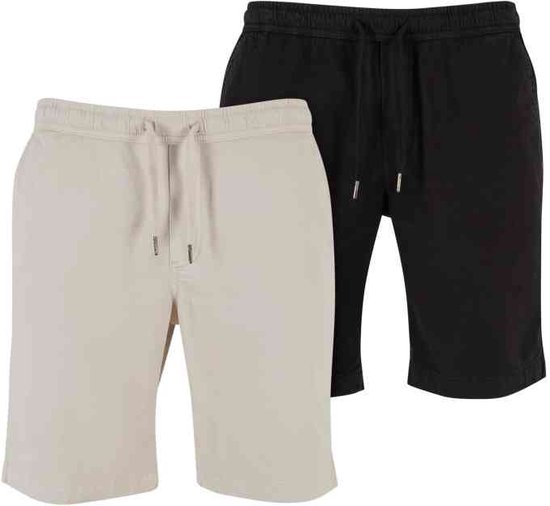 Foto: Urban classics stretch twill joggshorts 2 pack korte broek s grijs zwart