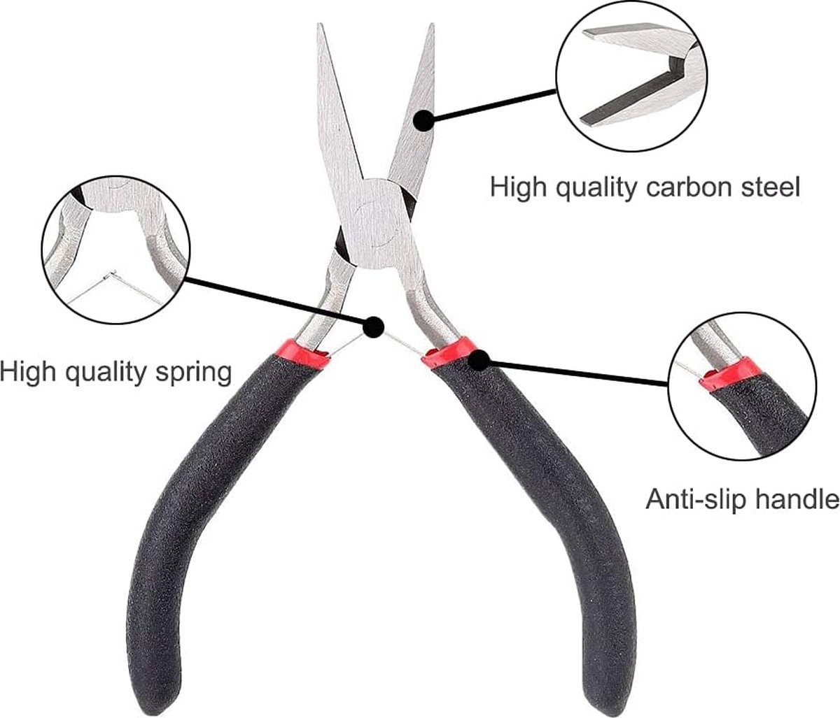 Lot De 2 Pinces à Bec Long Pour Bijoux | Pince Coupante Et à Chaîne Acier Carbone 11.5cm