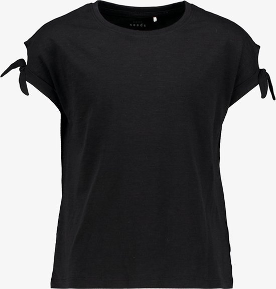 Name It meisjes T-shirt met knoopjes zwart - Maat 110/116
