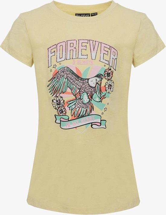 TwoDay meisjes T-shirt met adelaar geel - Maat 134/140