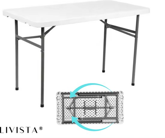 Livista® Klaptafel - Inklapbare Tafel - 120 x 60 cm - Vouwtafel - Antislip en Weerbestendig - Wit