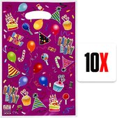 Uitdeelzakjes - 10 Stuks - Uitdeelzakjes - Traktatie zakjes voor Uitdeelcadeautjes - Uitdeelzakjes Kinderfeestje - Snoepzakjes - Paars Balonnen