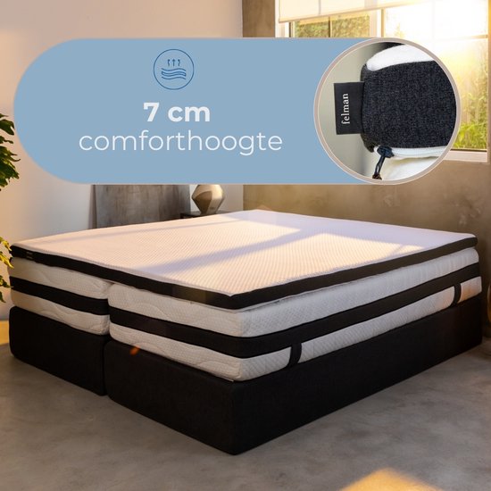 Felman® Premium Hybrid Topdekmatras Ergonomisch Organische Biokatoen 7 cm bol