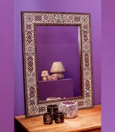 LM-Collection Diya mozaïek Spiegel - 80x65cm - Paars - Hout/Glas - spiegel goud, wandspiegel, wandspiegel rechthoek, wandspiegel industrieel, wandspiegel zwart, wandspiegel rond, wandspiegels woonkamer, decoratiespiegel, spiegel rond,