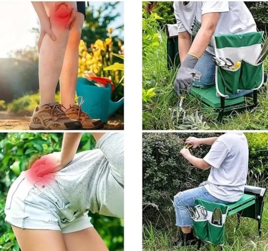 Vouwbare tuinbank-kniebank-tuinkruk max 150kg - Groen op Maat