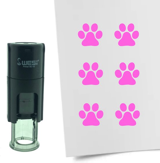 CombiCraft Stempel Hondenpoot van Hond 10mm rond - roze inkt