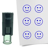 CombiCraft Stempel Smiley Gelukkig 10mm rond - Blauwe inkt
