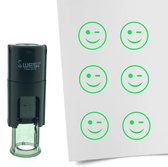 CombiCraft Stempel Smiley Knipoog 10mm rond - Groene inkt
