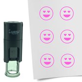 CombiCraft Stempel Smiley Liefde 10mm rond - Roze inkt