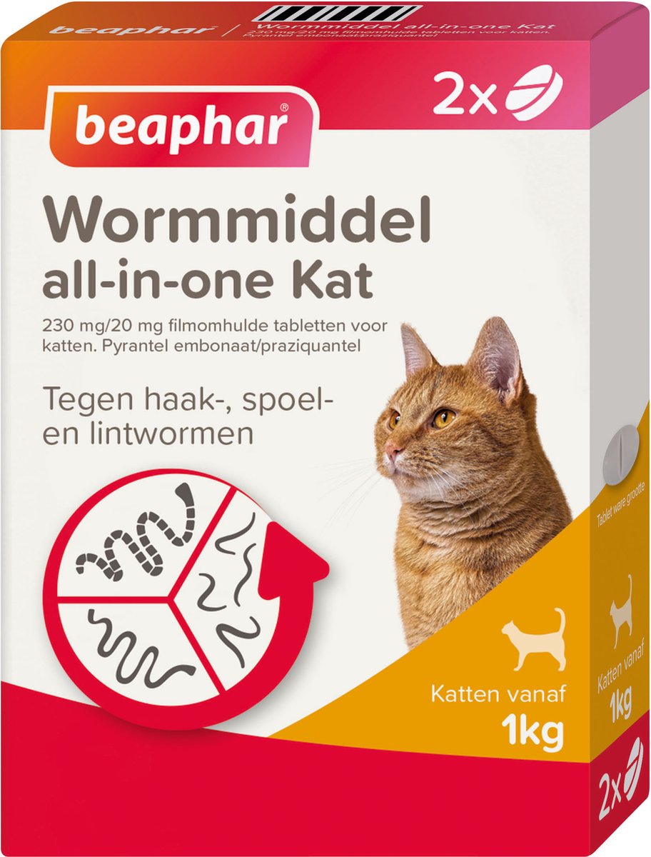 Beaphar All-in-one Wormtabletten Kat Vanaf 1 kg 2 tabletten - Beaphar