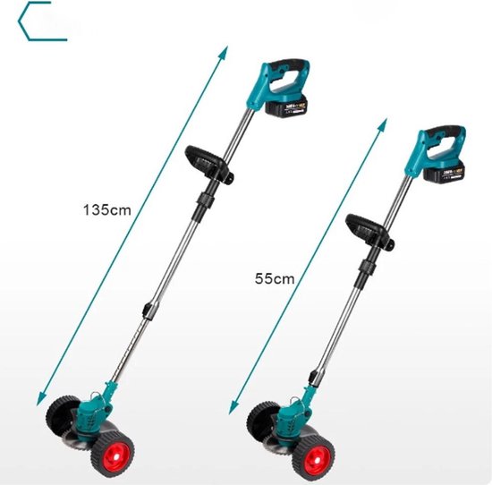 Zweefmaaier - Grastrimmer met Accu - Grasmaaier - Handmaaier met Wielen - Blauw van Makita — afbeelding 2