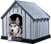 hondenhok buiten, hondenhok kunststof, grijs, waterdicht en uv-bestendig, 92 x 87 x 90 cm, Hondenhok van hars