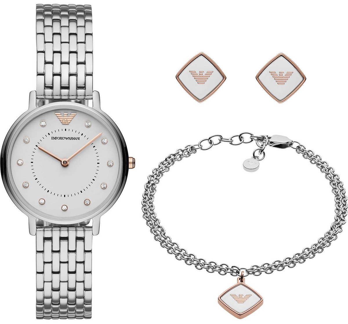 Emporio Armani Kappa AR80023 Horloge geschenkset - Staal - Zilverkleurig - Ø 32 mm