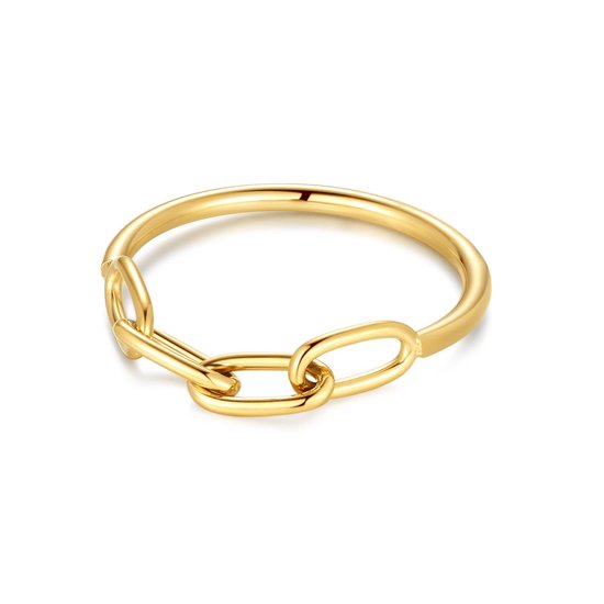 Twice As Nice Ring in goudkleurig edelstaal, ovale schakels 56