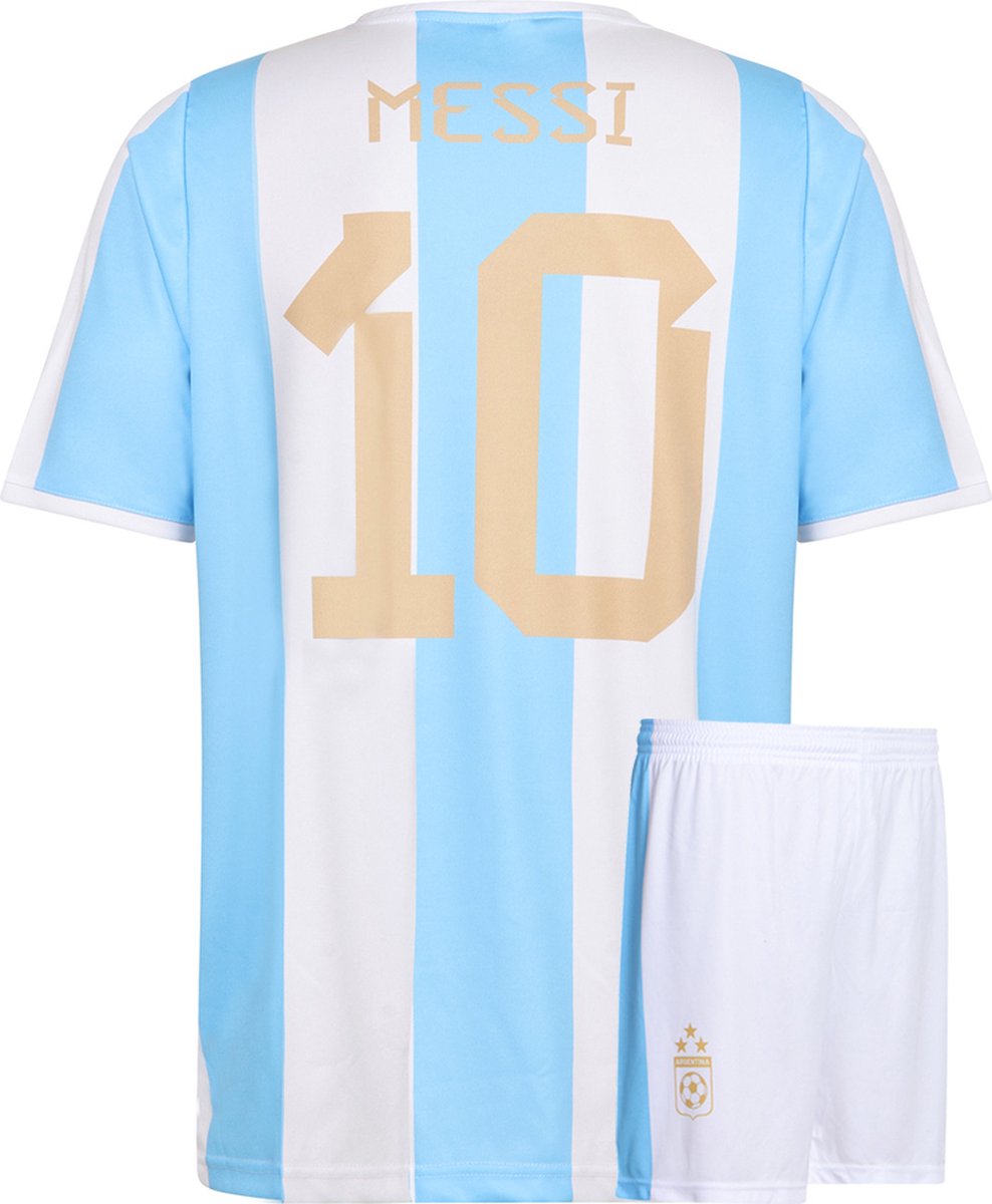 Messi Argentinie Voetbaltenue Thuis - Voetbal Tenue Kinderen - Shirt en Broekje - Jongens en Meisjes -eren Volwassenen - Heren en Dames - Maat L