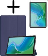 Hoesje Geschikt voor Lenovo Tab M11 Hoes Case Tablet Hoesje Tri-fold Met Screenprotector - Hoes Geschikt voor Lenovo Tab M11 (11 inch) Hoesje Hard Cover Bookcase Hoes - Donkerblauw