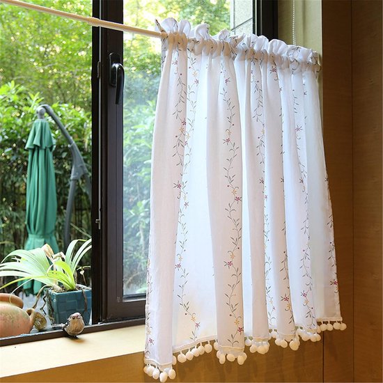 Joyswahl Elisabeth Vitrage, voile bistrogordijnen met lussen, kort gordijn, H x B 60 x 145 cm, grijs, 1 stuk verpakking