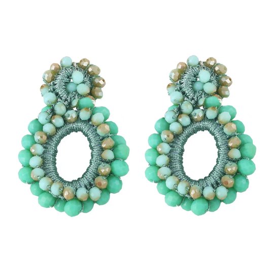 Summer Beads Oorbellen - Groen | 5,4 x 3,5 cm | Kralen/Bijoux | Fashion Favorite
