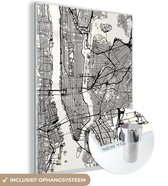 MuchoWow® Glasschilderij 120x160 cm - Schilderij acrylglas - New York - Plattegrond - Amerika - Foto op glas - Schilderijen - Stadskaart