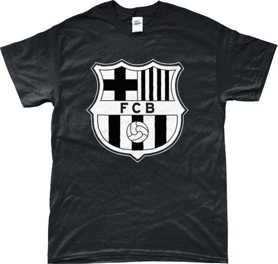 FC Barcelona Shirt - Logo - T-Shirt - Barcelona - UEFA - Champions League - Voetbal - Artikelen - Zwart - Unisex - Regular Fit - Maat 3XL