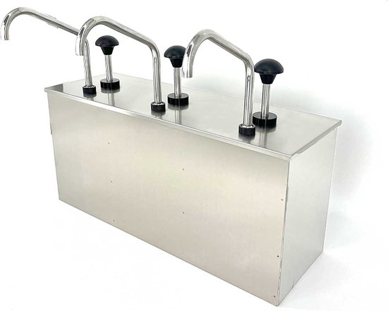 Foto: Hcb professionele horeca sauspomp 3 x 4 liter rvs inox sausdispenser dispenser 53x18x38 cm bxdxh 9 kg 7721