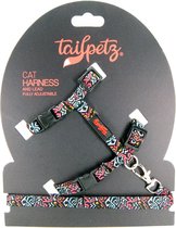 Tailpetz | Cat Harness & Lead -Graffiti| Kattentuigje en lijn - One Size Fully Adjustable - Set voor Katten - Kattenharnas - Kattentuig - Kat - Harnas - collar - tuig