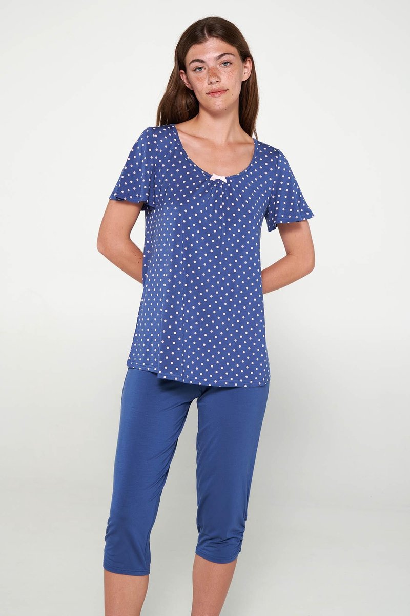 Vamp! Pyjama Dames Micromodal Korte Mouw 3/4 Broek Blue Boa 20018 44 / XXL