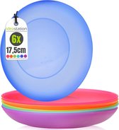 NEO Plastic borden herbruikbaar 6 x 17,5 cm - kleurrijk - onbreekbare bordenset, perfect als babybord en kinderbord - ideaal voor onderweg als campingbordenset te gebruiken