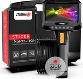 STURMM® ST-IC11R - Endoscope industriel avec objectif rotatif à 360° - Deux Caméras - Caméra d'inspection - Écran IPS 5,0'' - Micro SD 32 Go inclus - Câble de 5 mètres