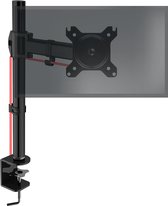 Enkele PC Monitor Beugel | Verstelbare Hoogte | Arm voor 13”-27” Scherm | VESA 75 100 plaat | Zwart Staal | Beeldscherm Standaard | Kantelt -90°/+35° Zwenkt 180° Draait 360°