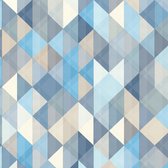 Grafisch behang Profhome 367863-GU vliesbehang licht gestructureerd met grafisch patroon mat blauw grijs beige 5,33 m2